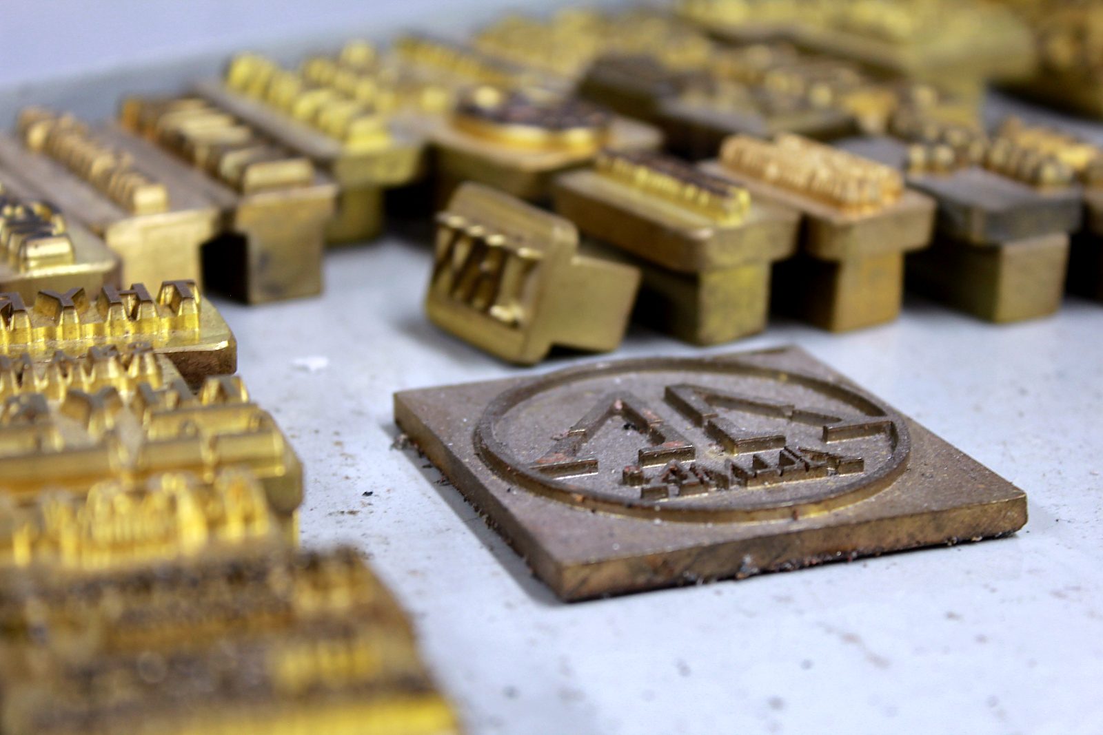 Brass stamps used for logo embossing